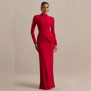 Chic Long Sleeve Red Dress